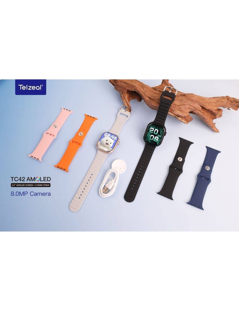 Telzeal TC42 SMART WATCH SIM CARD 2.2" AMOLED SCREEN 8.0MP Camera - Image 3